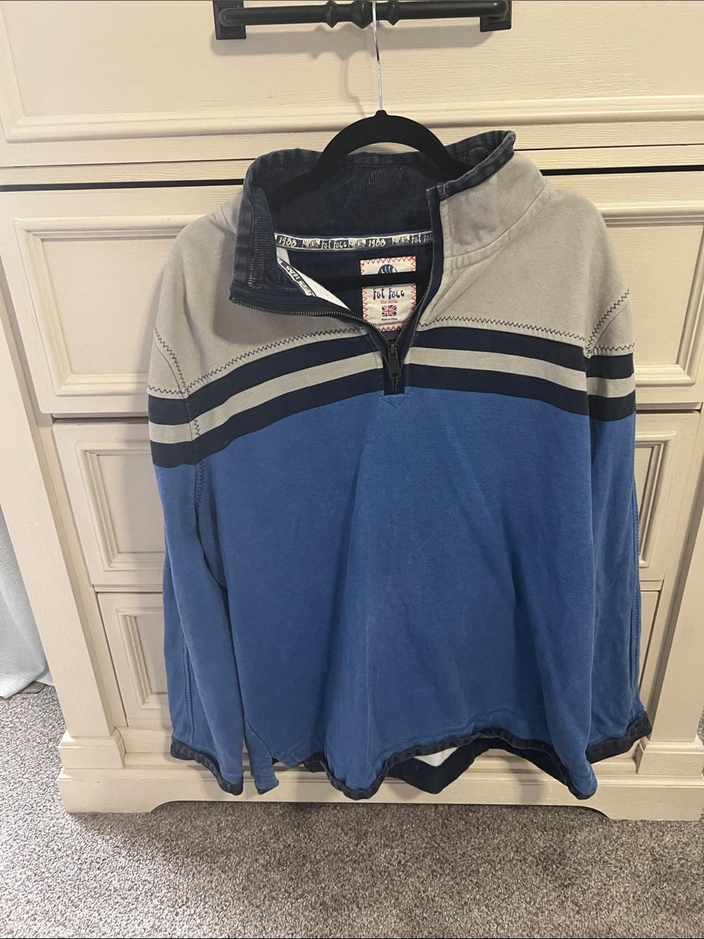 Men's Quarter-Zip Pullover Sweater - Blue & Gray